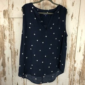 Northcrest Sleeveless Blouse, Size 1X, Navy